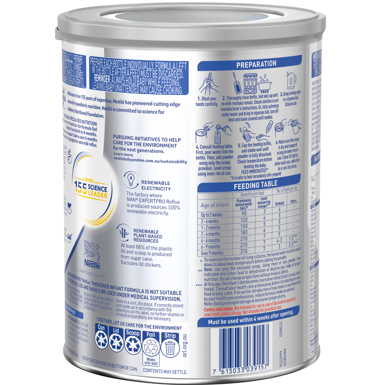 NAN EXPERTpro Reflux Formula for Babies with Regurgitation – 800g Back Middle