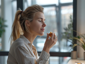 Woman snacking Woman snacking