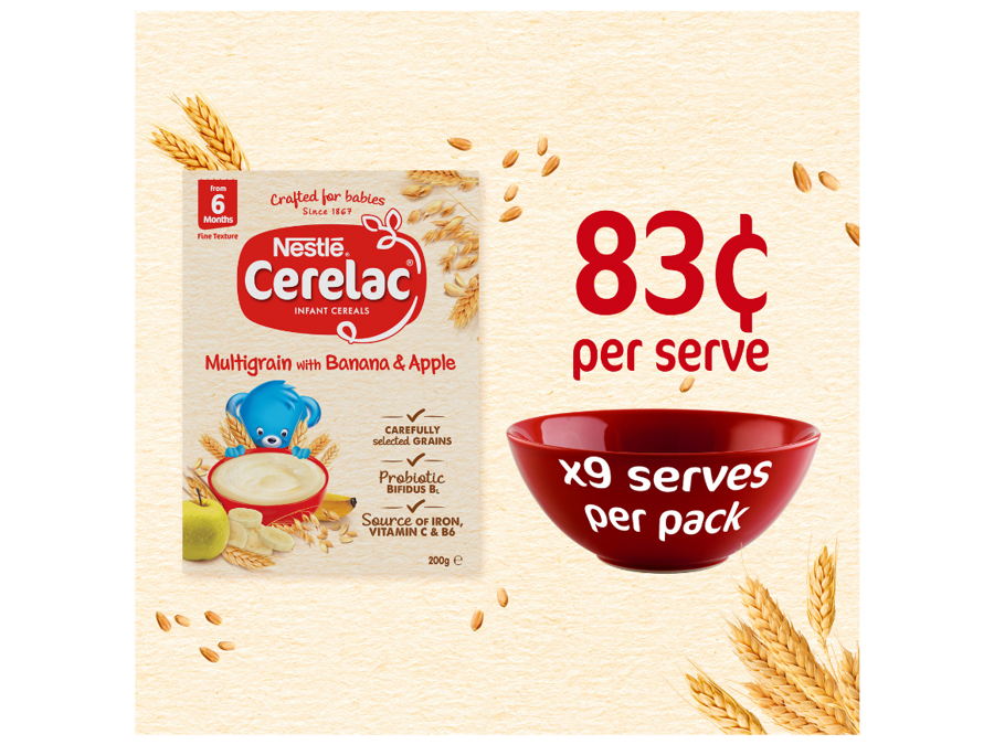 CERELAC Multigrain with Banana & Apple - 83c per serve CERELAC Multigrain with Banana & Apple - 83c per serve