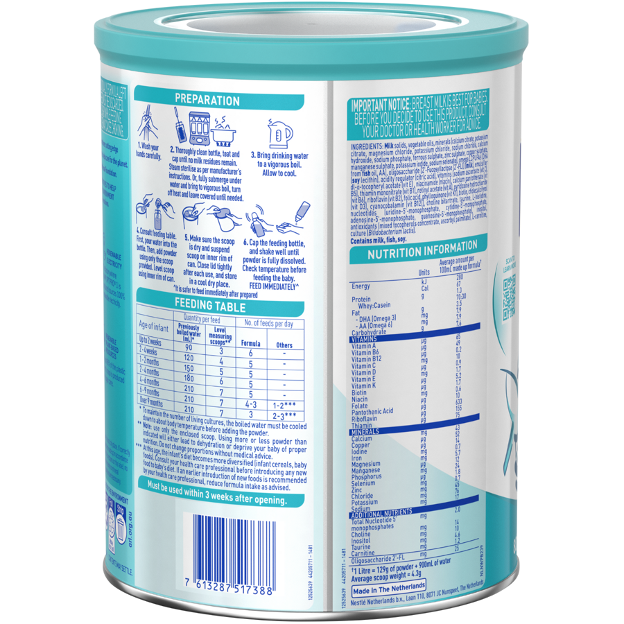 NAN OPTIPRO 1, Starter Baby Formula From Birth – 800g Back RHS