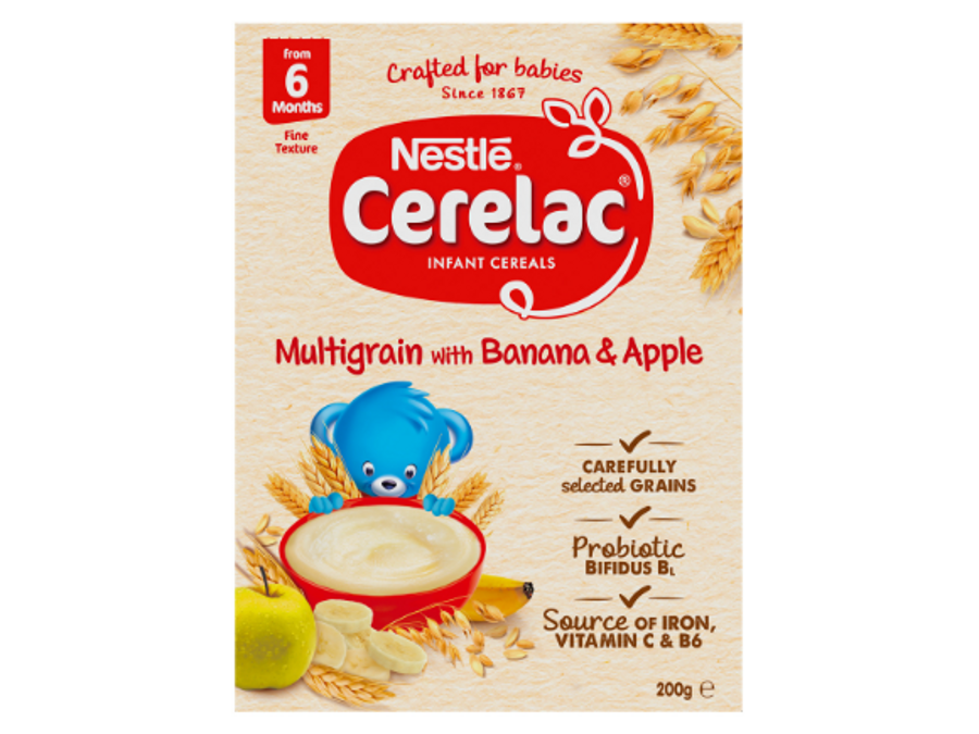 CERELAC Multigrain with Banana and Apple - Front of pack CERELAC Multigrain with Banana and Apple - Front of pack